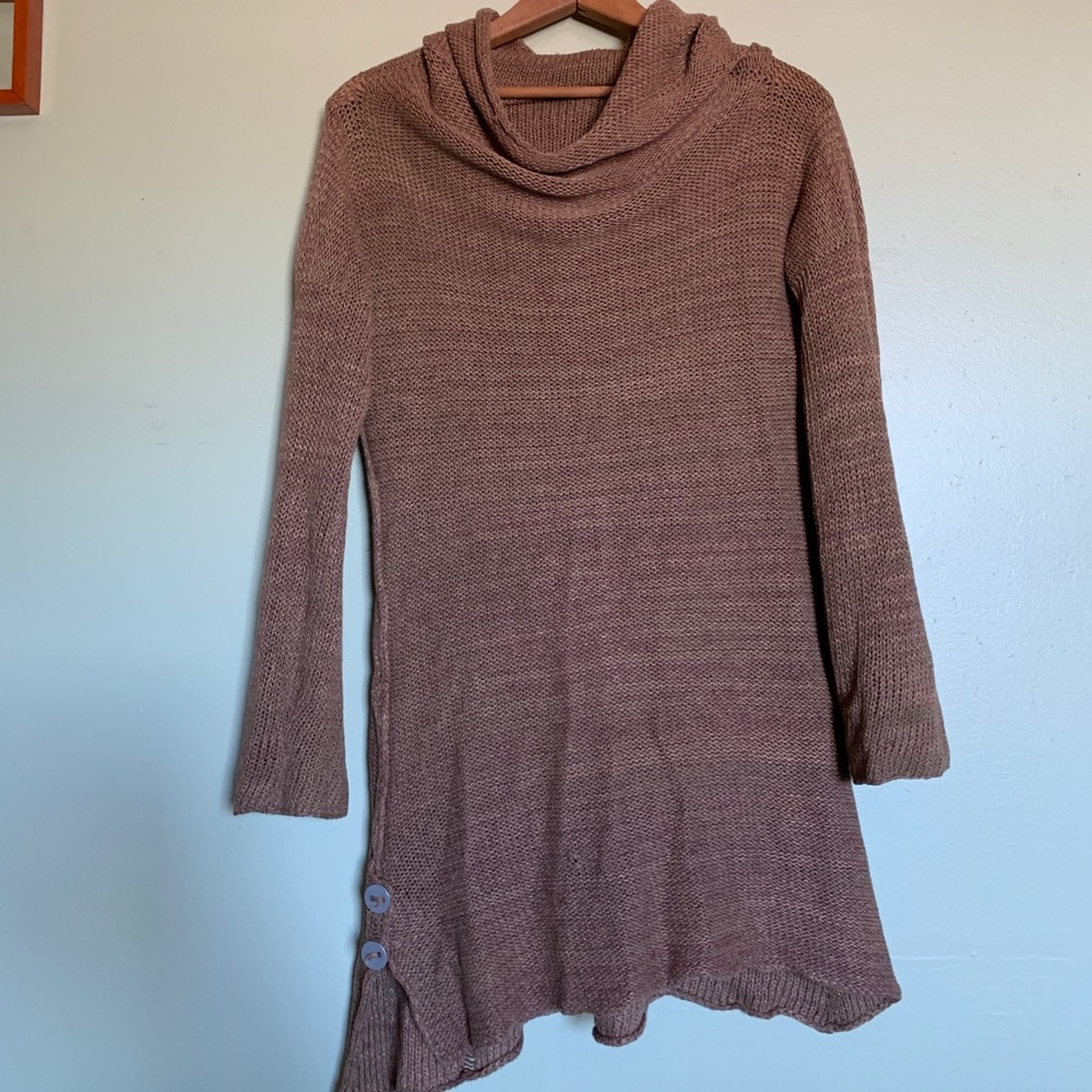 Skif wool knit tunic sweater with hood
